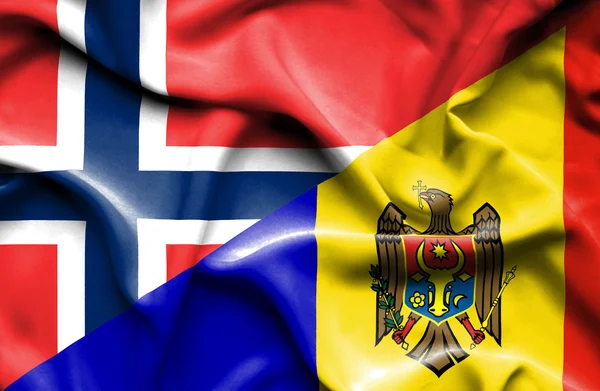 Bandeira da Moldávia e da Noruega — Fotografia de Stock
