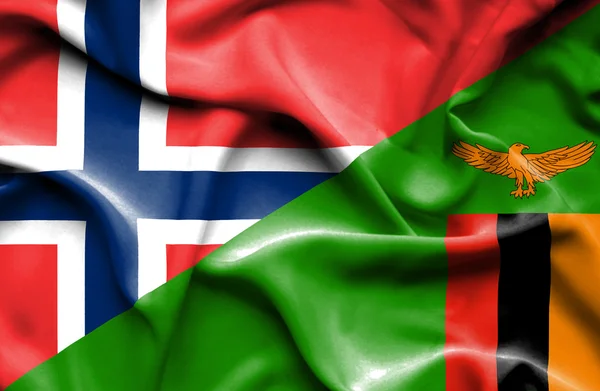 Machać flaga zimbabwe i Norwegia — Zdjęcie stockowe