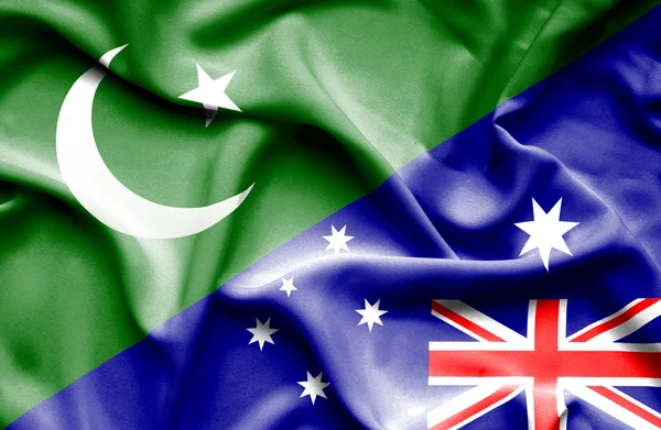 Waving flag of Australia and Pakistan — Stock Photo, Image