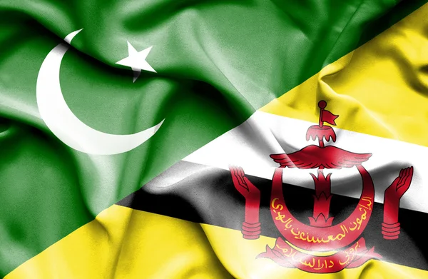 Waving flag of Brunei and Pakistan — Stock Photo, Image