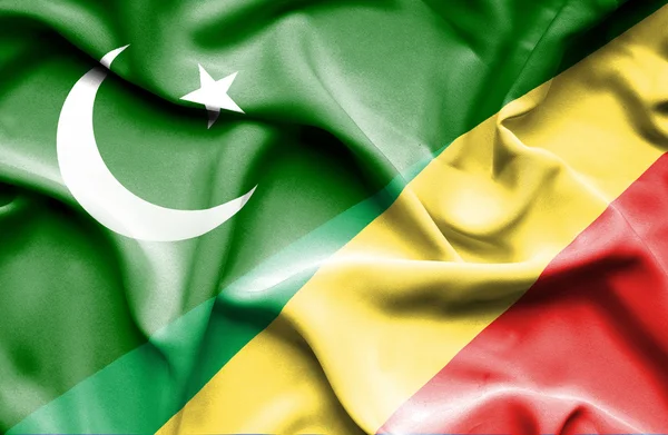 Waving flag of Congo Republic and Pakistan — Stock Photo, Image