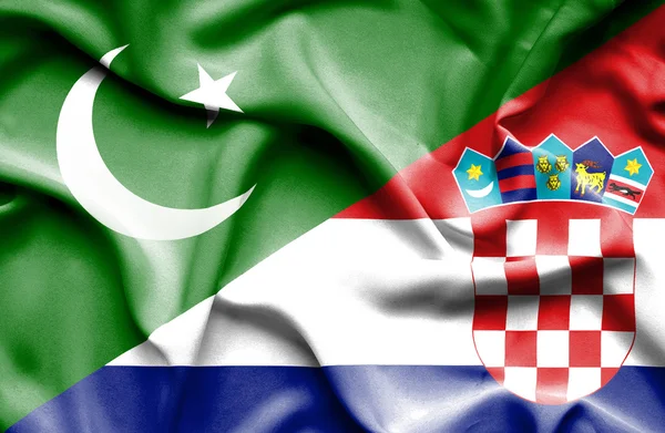 Wapperende vlag van Kroatië en pakistan — Stockfoto