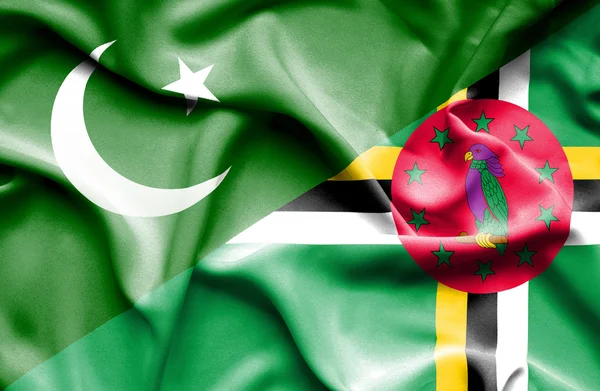 Bandeira acenando de Dominica e Paquistão — Fotografia de Stock