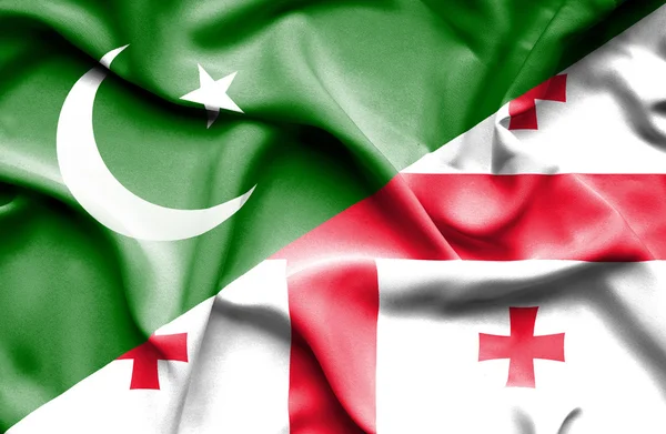 格鲁吉亚和巴基斯坦那飘扬的旗帜 — 图库照片