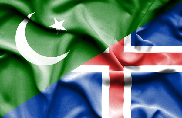 Machać flaga Islandii i pakistan — Zdjęcie stockowe