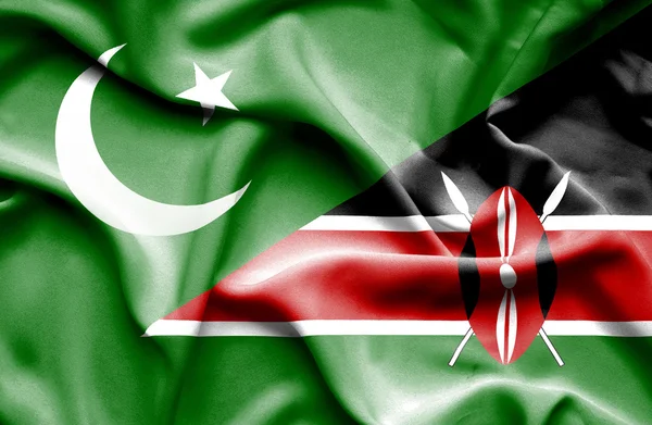 Waving flag of Kenya and Pakistan — Stock Photo, Image