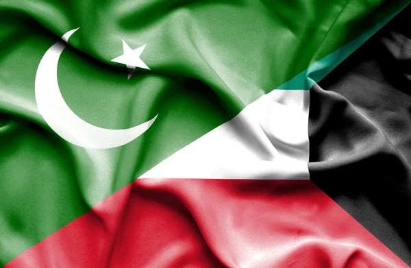 Bandera ondeante de Kuwait y Pakistán — Foto de Stock