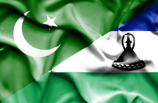 Waving flag of Lesotho and Pakistan — Stock Photo, Image