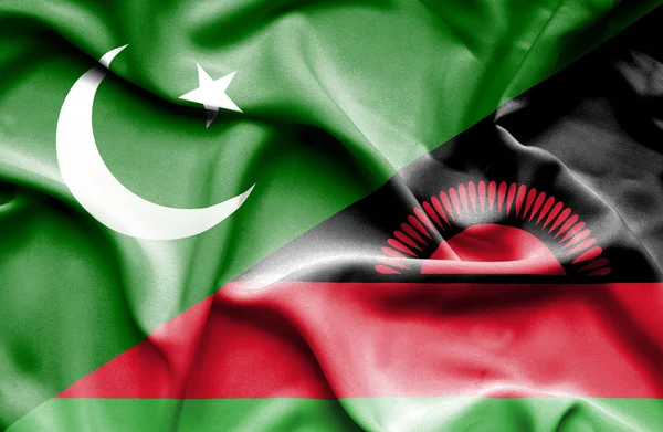 Sventolando bandiera del Malawi e del Pakistan — Foto Stock