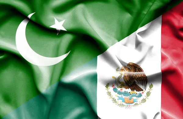 Wapperende vlag van mexico en pakistan — Stockfoto