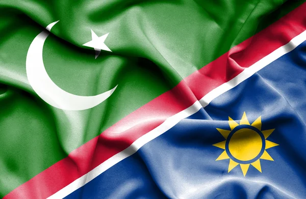 Bandera ondeante de Namibia y Pakistán — Foto de Stock