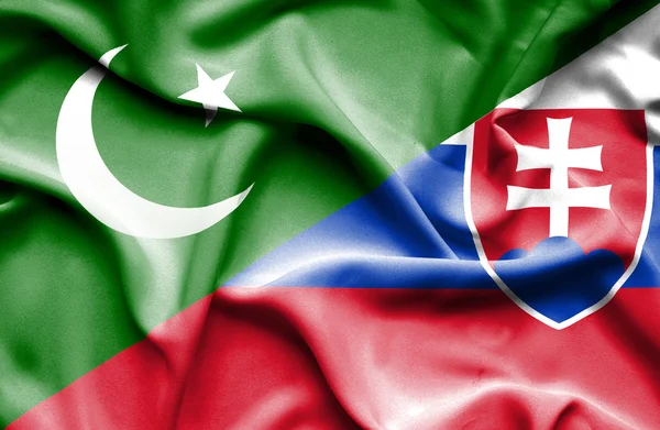 Bandera ondeante de Eslovaquia y Pakistán — Foto de Stock