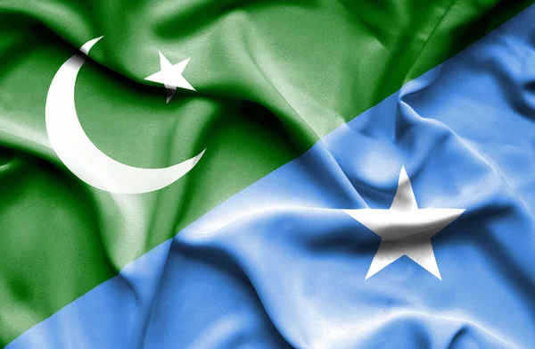 Waving flag of Somalia and Pakistan — Stock Photo, Image