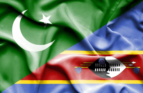 Bandiera sventolante dello Swazliand ePakistan — Foto Stock