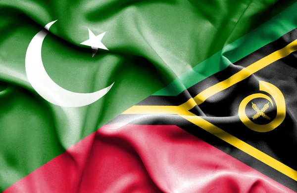 Waving flag of Vanuatu and Pakistan — Stock Photo, Image