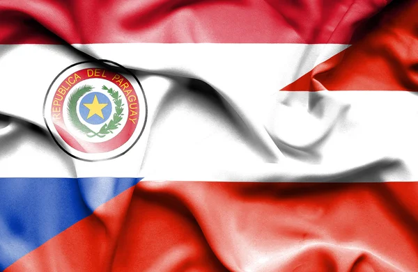 Bandera ondeante de Austria y Paraguay —  Fotos de Stock