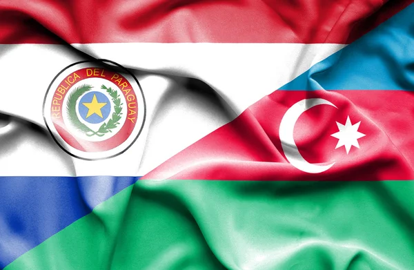 Bandera ondeante de Azerbajan y Paraguay — Foto de Stock