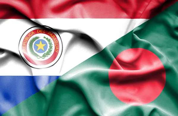 Bandera ondeante de Bangladesh y Paraguay — Foto de Stock