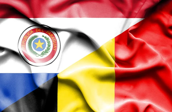Mávání vlajkou Belgie a paraguay — Stock fotografie