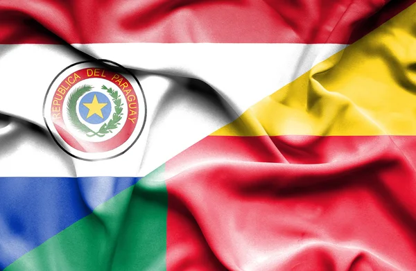 ベナンとパラグアイの旗を振っています。 — ストック写真