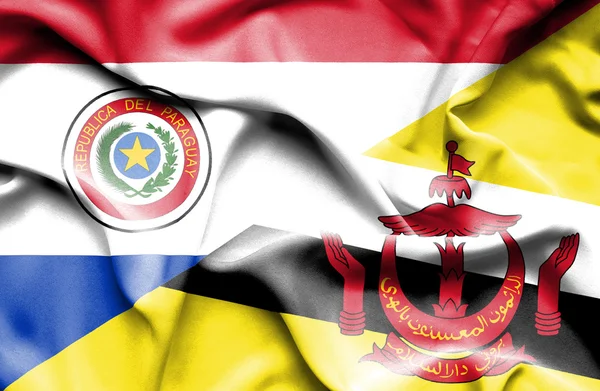 Bandera ondeante de Brunei y Paraguay — Foto de Stock