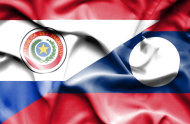 laos ve paraguay Cumhuriyeti bayrağı sallayarak