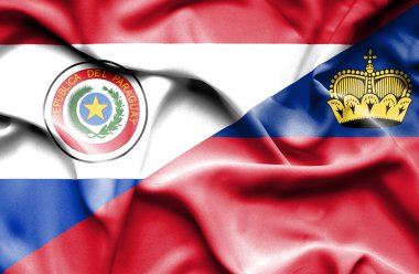 lichtenstein ve paraguay Cumhuriyeti bayrağı sallayarak