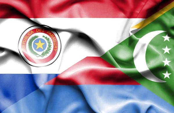 Bandera ondeante de Comoras y Paraguay —  Fotos de Stock