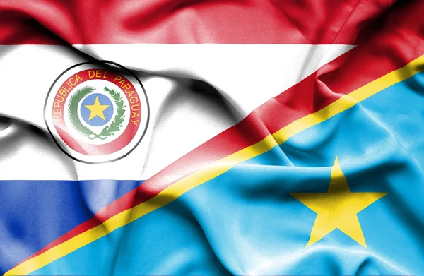 Bandeira da República Democrática do Congo e Paraguai — Fotografia de Stock