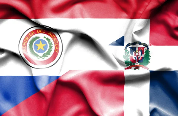 Bandera ondeante de República Dominicana y Paraguay —  Fotos de Stock