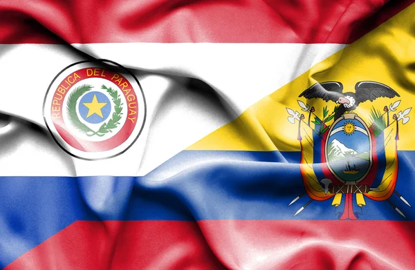 Wapperende vlag van ecuador en paraguay — Stockfoto