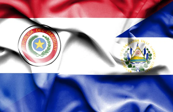Bandera ondeante de El Salvador y Paraguay —  Fotos de Stock