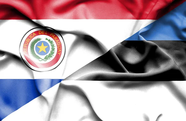 Waving flag of Estonia and Paraguay — Stock Photo, Image