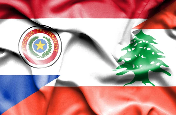 Bandeira acenando do Líbano e Paraguai — Fotografia de Stock