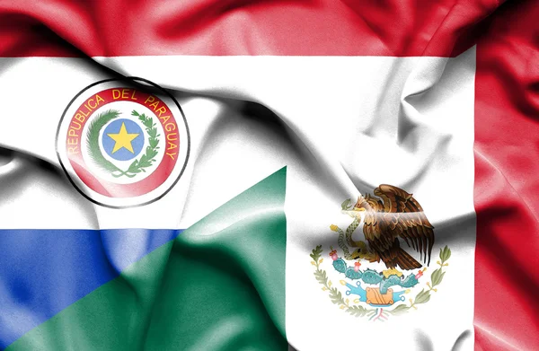 Bandeira acenando de México e Paraguai — Fotografia de Stock