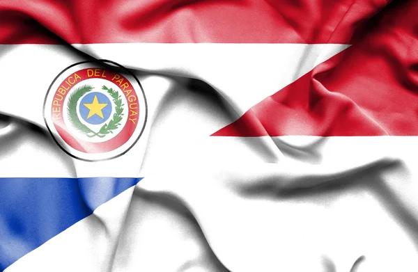 Bandera ondeante de Mónaco y Paraguay —  Fotos de Stock