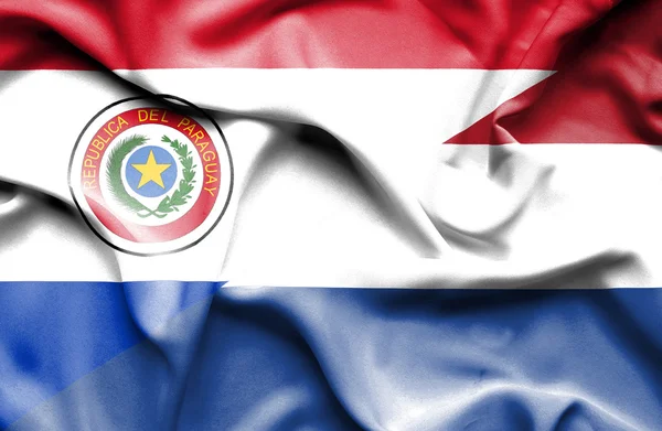 Flagge der Niederlande und Paraguays schwenken — Stockfoto