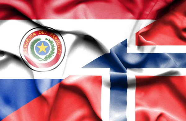 Bandera ondeante de Noruega y Paraguay —  Fotos de Stock