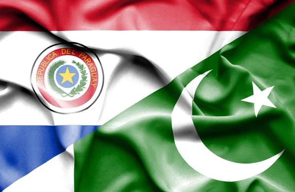 파키스탄과 파라과이의 깃발을 흔들며 — 스톡 사진