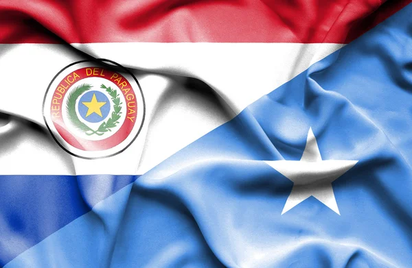 Bandiera sventolante di Somalia e Paraguay — Foto Stock
