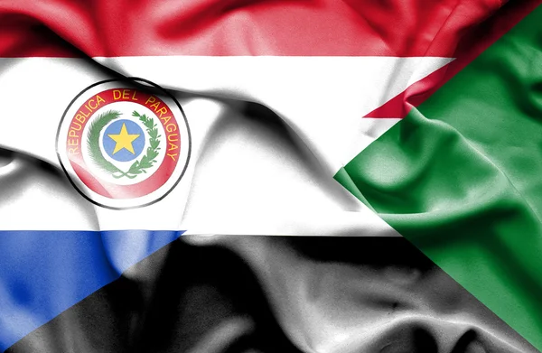 Sudan ve paraguay Cumhuriyeti bayrağı sallayarak — Stok fotoğraf