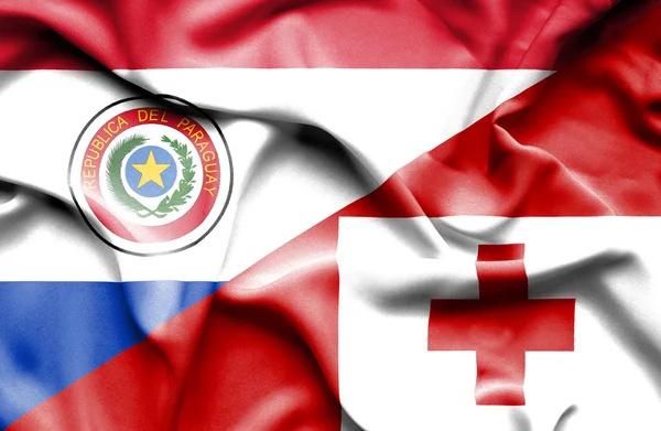 Bandeira ondulada de Tonga e Paraguai — Fotografia de Stock