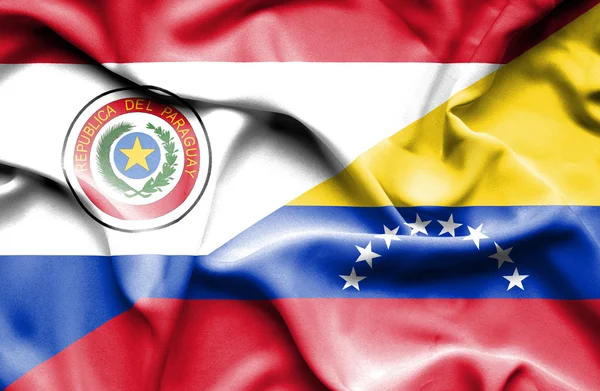 Venezuela ve paraguay Cumhuriyeti bayrağı sallayarak — Stok fotoğraf