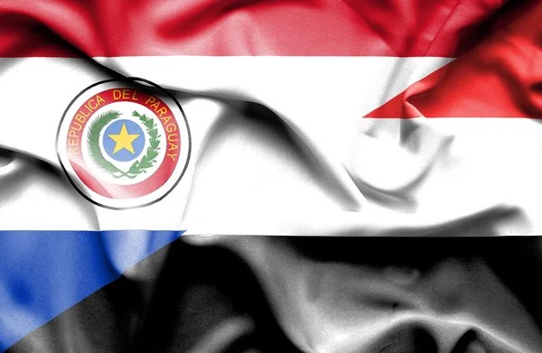 Bandera ondeante de Yemen y Paraguay — Foto de Stock