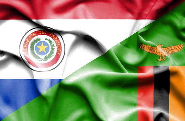 Bandeira ondulada do Zimbábue e Paraguai — Fotografia de Stock