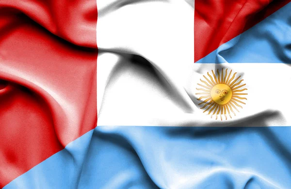 Bandera ondeante de Argentina y Perú —  Fotos de Stock