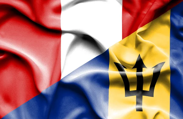 Machać flaga barbados i peru — Zdjęcie stockowe