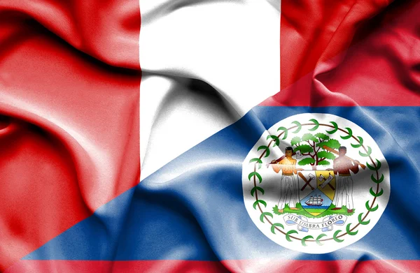 Fluturând steagul Belize și Peru — Fotografie, imagine de stoc