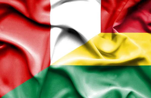 Bandera ondeante de Bolivia y Perú — Foto de Stock