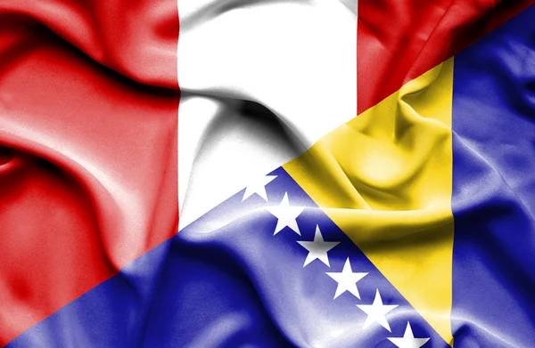 Bandeira acenando da Bósnia e Herzegovina e Peru — Fotografia de Stock